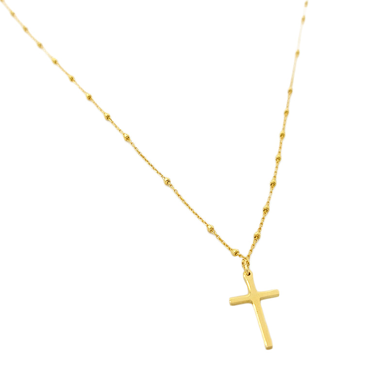 Cross Pendant Beaded Chain Necklace