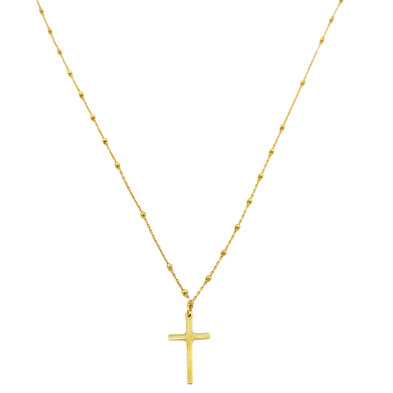 Cross Pendant Beaded Chain Necklace