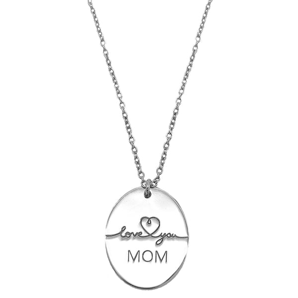 Love You Mom Oval Necklace 